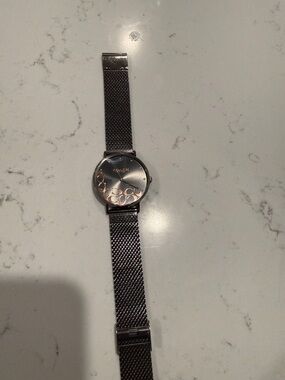 Coach Dark Silver-Tone Mesh Watch with Rose Gold Accent Circles